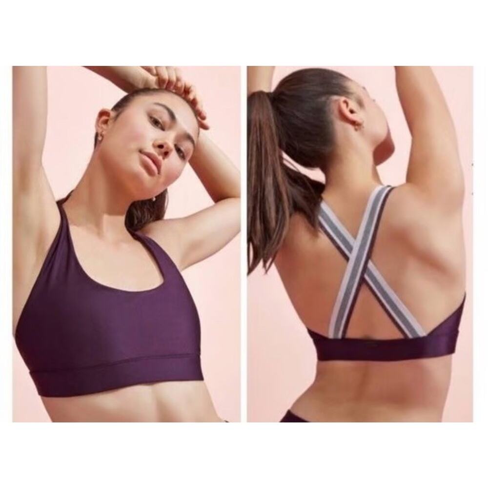 Koral Fame Energy criss cross shimmer sports bra Sz. XS purple NWOT